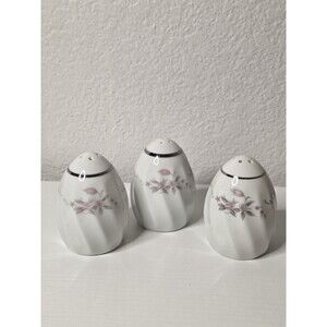 ​Vintage Fine China Japan Royal Swirl Pink Rose Salt & Pepper Shakers 3pc Set